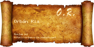 Orbán Ria névjegykártya